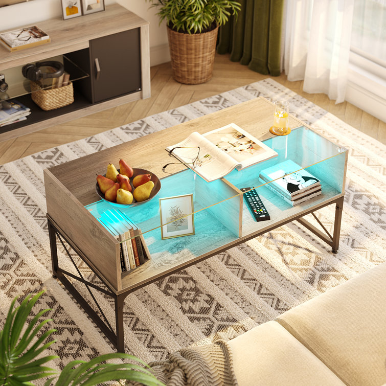 Glass coffee table with shop storage